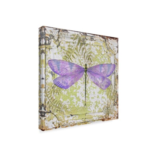 Jean Plout 'Dragonfly On Tin Tile 4' Canvas Art,24x24